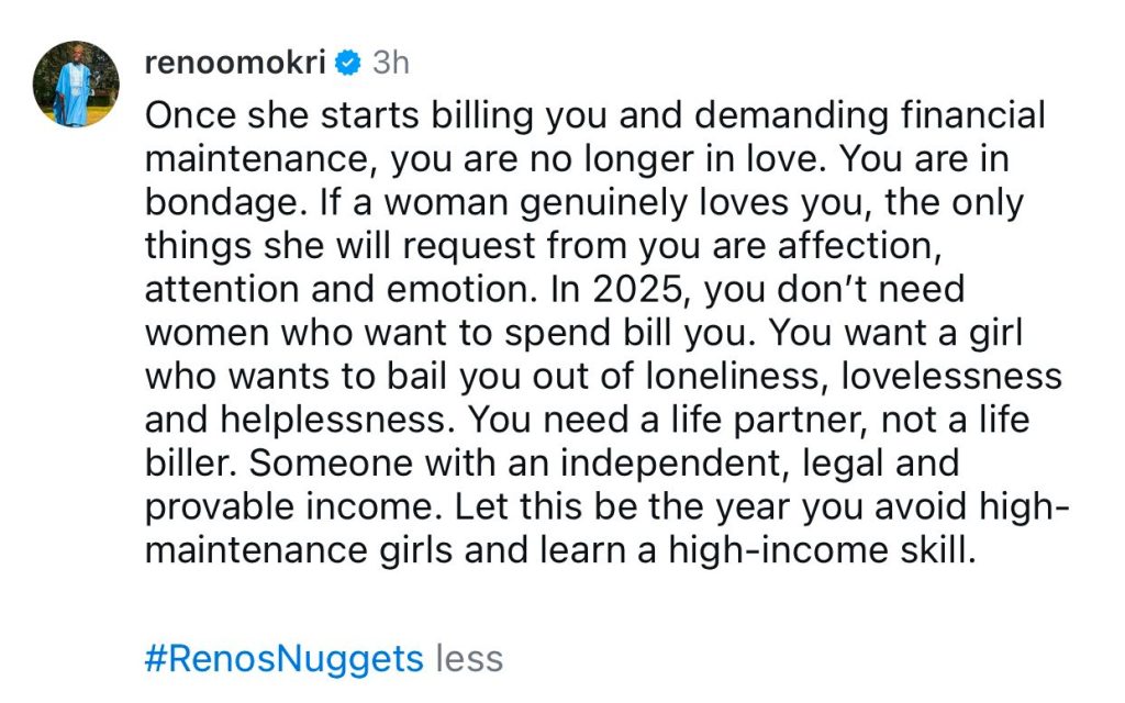 Financial Demands From Women Can Turn Love into Bondage - Reno Omokri 5 REnos Nuggets